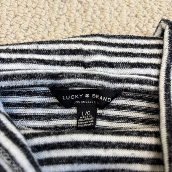 Lucky Brand Striped Cowl Neck Pullover Sweater Top Long Sleeve Casual Women's L‎ - Picture 8 of 13